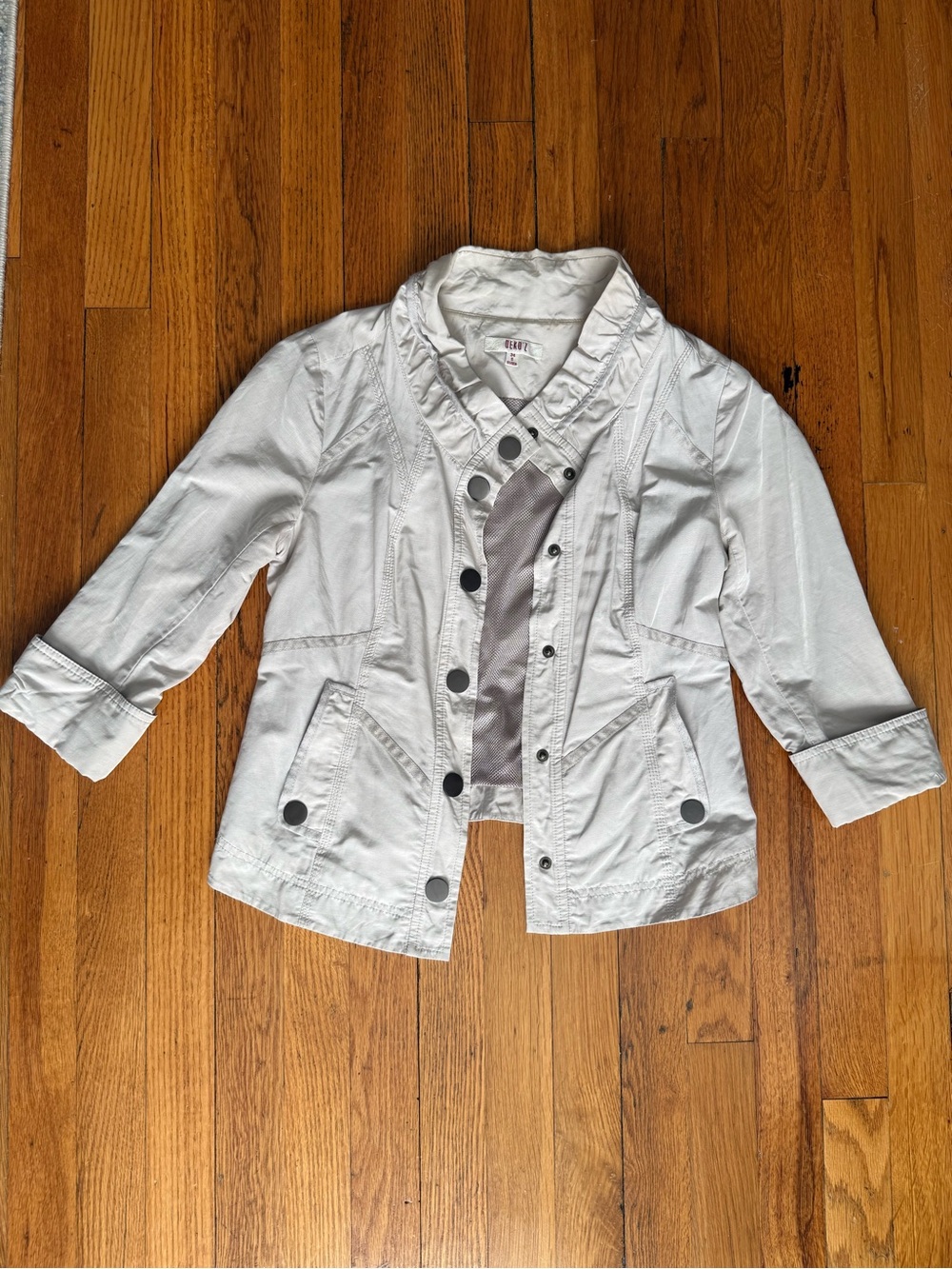 Woman’s Cream Casual Snap-Front cropped Jacket